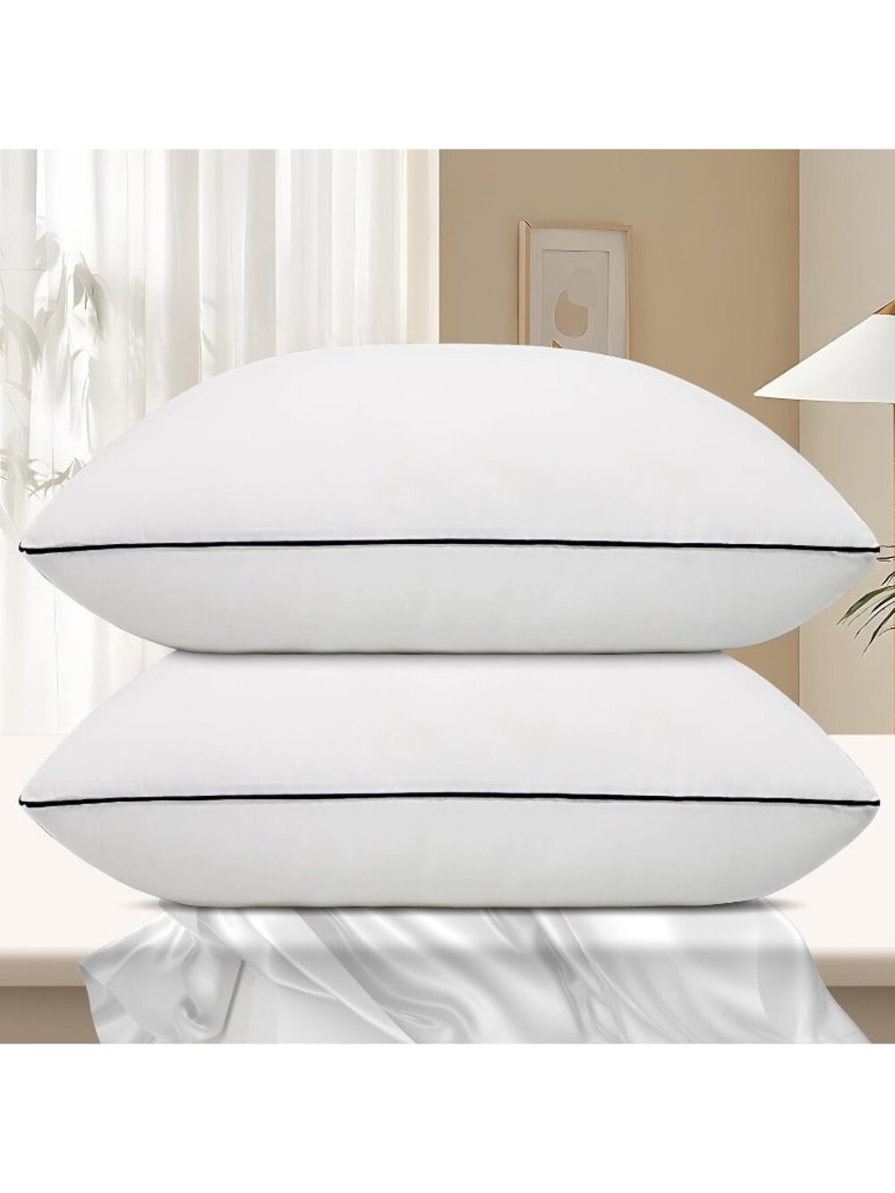 〽️King Size Cooling Bed Pillows 2 Pack Down Alternative Soft Pillows Set of 2